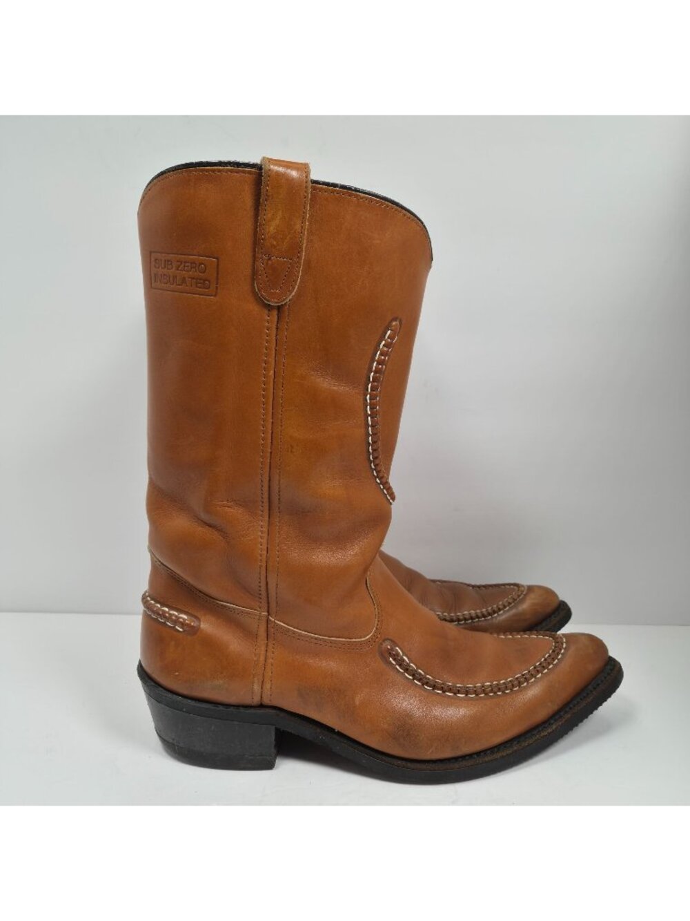 VTG Double H Sub Zero Insulated Men's Brown Leather Cowboy Boots US Size 10D